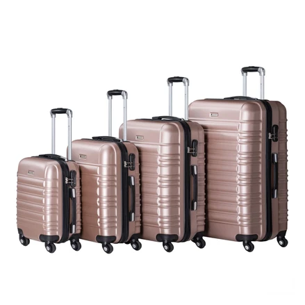 4 db-os ABS bőrönd készlet teleszkópos fogantyúval és kerekekkel - rózsaszín