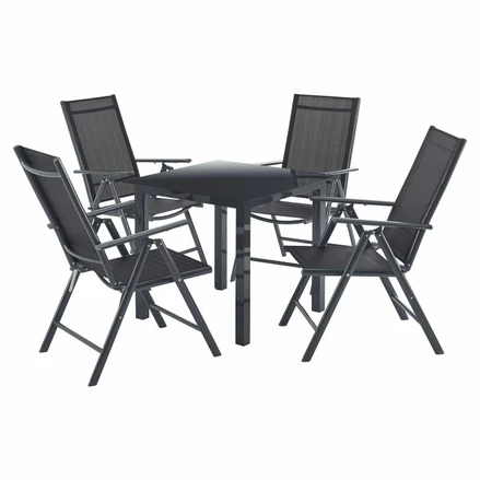 Milano kerti bútor 5 darabos, asztallal és 4 székkel, sötétszürke