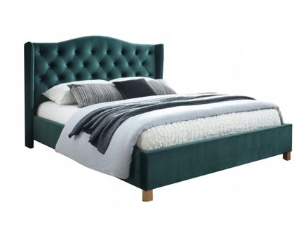 Kárpitozott ágy ASPEN VELVET 180 x 200 cm szín zöld / tölgy