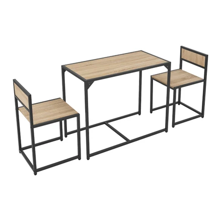 Konyhai asztalkészlet asztallal és 2 székkel - szürke fa megjelenés